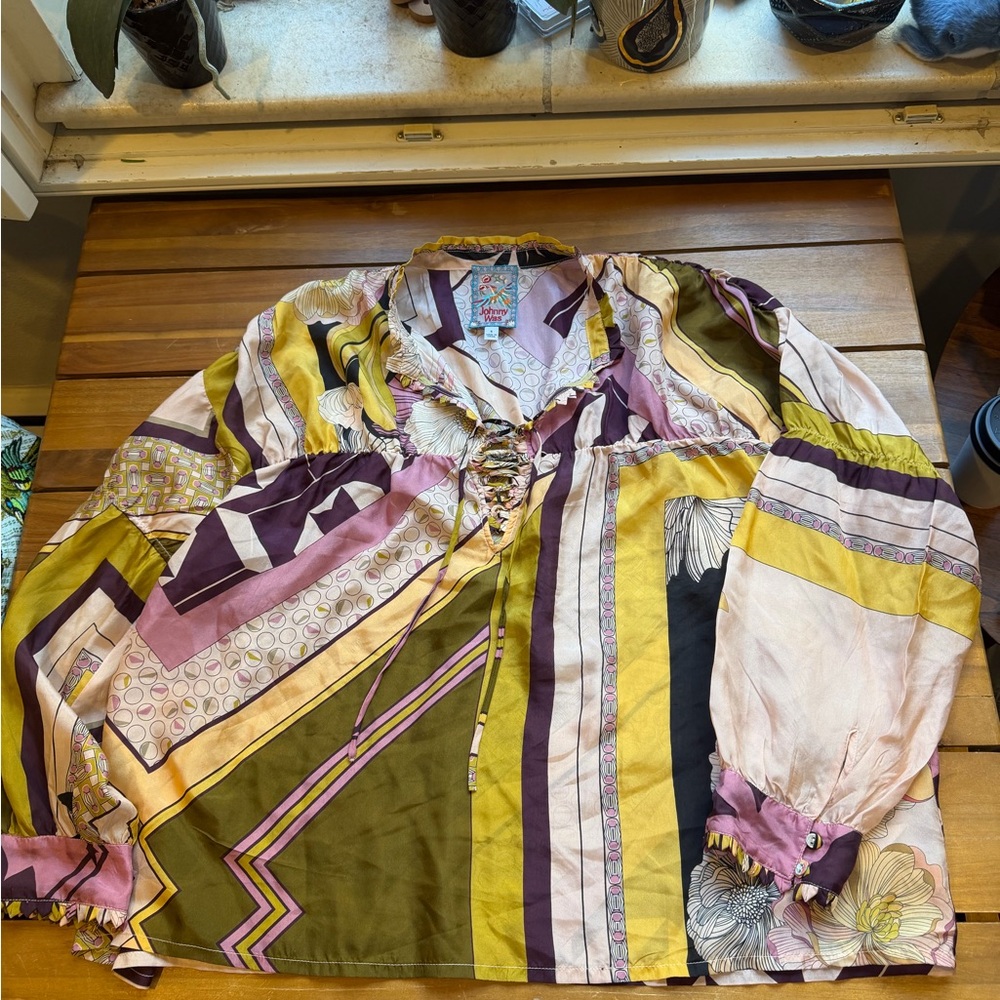 Size Small Silk Johnny Was Multicolor Patterned Blouse